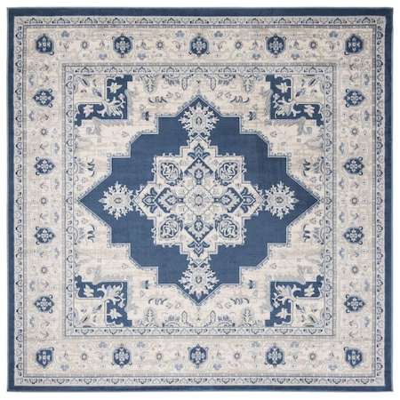 Safavieh 9 x 9 ft. Brentwood Power Loomed Square Area Rug Navy & Creme BNT865N-9SQ
